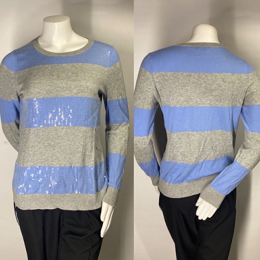 3For$20 Old Navy Strips Blue & Gray Sequins Sweater size: Medium